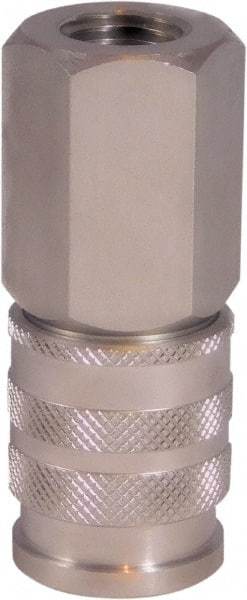 CEJN - 1/4 Female NPT Industrial Pneumatic Hose Coupler - Stainless Steel, 1/4" Body Diam - Eagle Tool & Supply