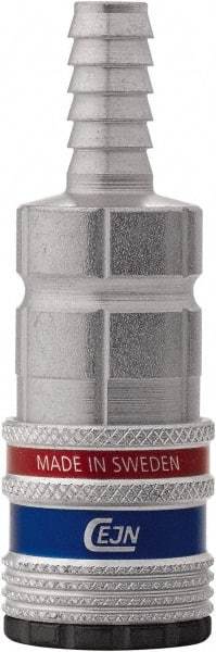 CEJN - Hose Barb ARO Pneumatic Hose Safety Coupler - Steel Zinc Plated, 1/4" Body Diam, 3/8" Hose ID - Eagle Tool & Supply