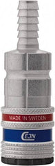 CEJN - Hose Barb ARO Pneumatic Hose Safety Coupler - Steel Zinc Plated, 1/4" Body Diam, 3/8" Hose ID - Eagle Tool & Supply