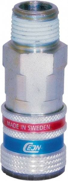 CEJN - 1/4 Male NPT ARO Pneumatic Hose Safety Coupler - Steel/Brass, 1/4" Body Diam - Eagle Tool & Supply