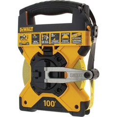 DeWALT - 100' x 3/4" Yellow Fiberglass Blade Tape Measure - 1/8" Graduation, Yellow/Black ABS Plastic Case - Eagle Tool & Supply