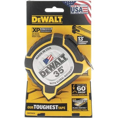 DeWALT - 35' x 1-1/4" Yellow Steel Blade Tape Measure - 1/16" Graduation, Yellow/Black ABS Plastic Case - Eagle Tool & Supply