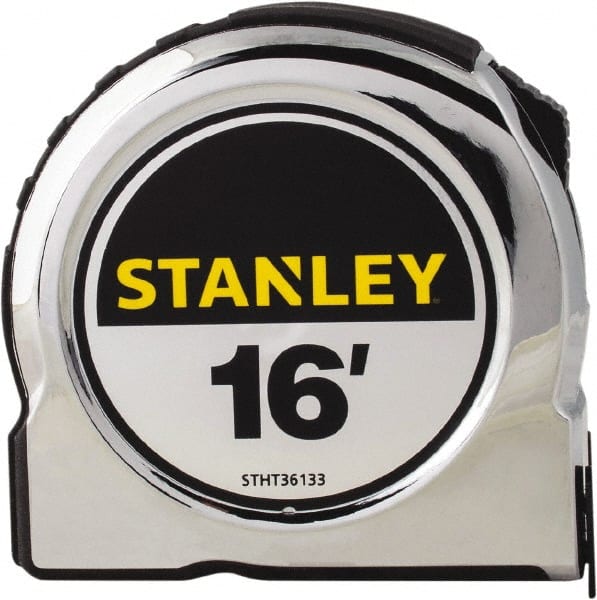 16' x 1″ Yellow Steel Blade Tape Measure 1/16″ Graduation, Chrome Steel Case