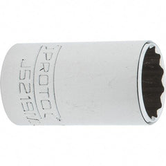 Proto - 3/8" Drive, Intermediate Hand Socket - 12 Points, 1-25/32" OAL, Steel, Full Polish Finish - Eagle Tool & Supply