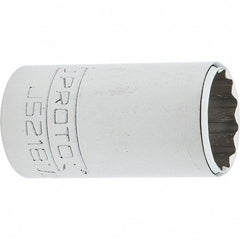 Proto - 3/8" Drive, Intermediate Hand Socket - 12 Points, 1-25/32" OAL, Steel, Full Polish Finish - Eagle Tool & Supply