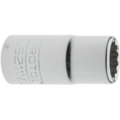 Proto - 3/8" Drive, Intermediate Hand Socket - 12 Points, 1-33/64" OAL, Steel, Full Polish Finish - Eagle Tool & Supply