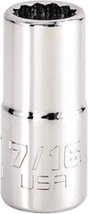 Proto - 7/16", 3/8" Drive, Intermediate Hand Socket - 12 Points, 1-25/32" OAL, Steel, Full Polish Finish - Eagle Tool & Supply