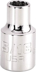 Proto - 5/16", 3/8" Drive, Intermediate Hand Socket - 12 Points, 1-15/64" OAL, Steel, Full Polish Finish - Eagle Tool & Supply