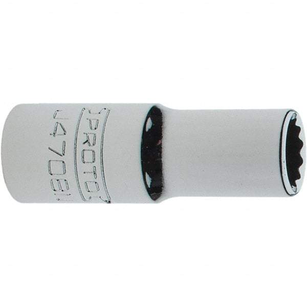 Proto - 1/4", 3/8" Drive, Intermediate Hand Socket - 12 Points, 1-15/64" OAL, Steel, Full Polish Finish - Eagle Tool & Supply