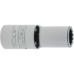 Proto - 1/4", 3/8" Drive, Intermediate Hand Socket - 12 Points, 1-15/64" OAL, Steel, Full Polish Finish - Eagle Tool & Supply