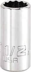 Proto - 1/2", 3/8" Drive, Intermediate Hand Socket - 12 Points, 1-15/64" OAL, Steel, Full Polish Finish - Eagle Tool & Supply