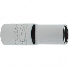 Proto - 1/4" Drive, Intermediate Hand Socket - 12 Points, 1-17/64" OAL, Steel, Full Polish Finish - Eagle Tool & Supply