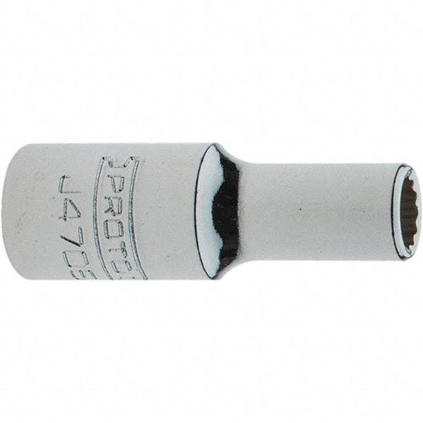 Proto - 1/4" Drive, Intermediate Hand Socket - 12 Points, 1-17/64" OAL, Steel, Full Polish Finish - Eagle Tool & Supply