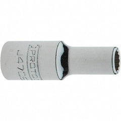 Proto - 1/4" Drive, Intermediate Hand Socket - 12 Points, 1-17/64" OAL, Steel, Full Polish Finish - Eagle Tool & Supply