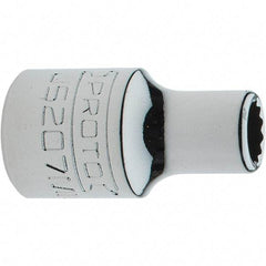 Proto - 3/8" Drive, Intermediate Hand Socket - 12 Points, 1-17/64" OAL, Steel, Full Polish Finish - Eagle Tool & Supply