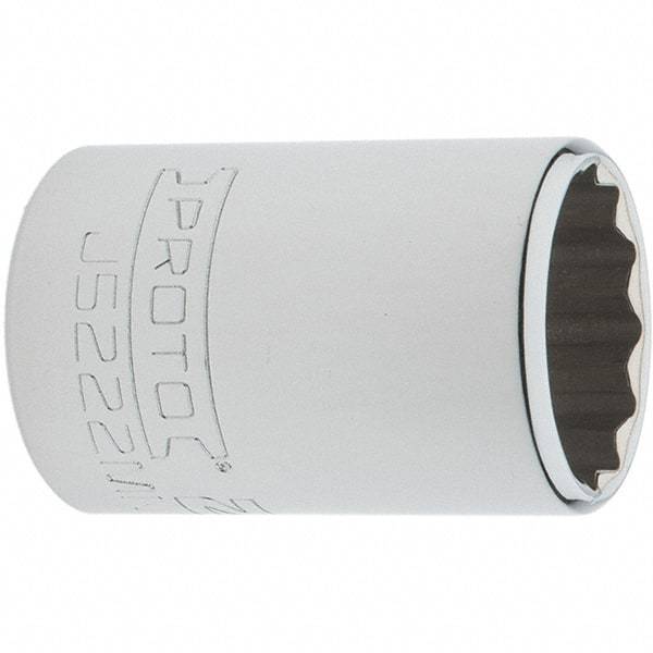 Proto - 3/8" Drive, Intermediate Hand Socket - 12 Points, 1-25/32" OAL, Steel, Full Polish Finish - Eagle Tool & Supply