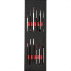 Proto - 12 Piece Diamont Point Chisel, Cold Chisel, Solid, Pin & Center Punch Set - 7/32 to 1/2" Chisel, 1/16 to 3/8" Punch - Eagle Tool & Supply