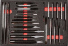 Proto - 26 Piece Diamont Point Chisel, Cold Chisel, Solid, Pin & Center Punch Set - 1/4 to 1-3/16" Chisel, 1/16 to 3/8" Punch - Eagle Tool & Supply