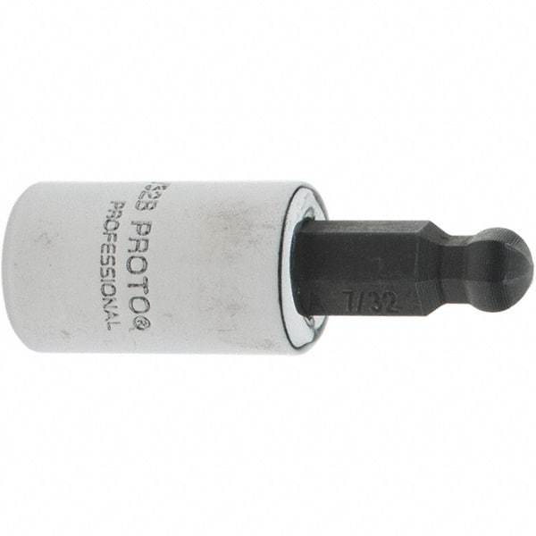 Proto - 1/4" Drive, 7/32" Hex Bit Socket - 1-1/2" OAL, 1.047" Bit Length, Ball End - Eagle Tool & Supply
