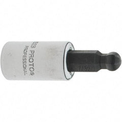 Proto - 1/4" Drive, 7/32" Hex Bit Socket - 1-1/2" OAL, 1.047" Bit Length, Ball End - Eagle Tool & Supply
