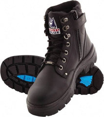 Steel Blue - Men's Size 8.5 Wide Width Steel Work Boot - Black, Leather Upper, TPU Outsole, 6" High, Lace-Up, Side Zip - Eagle Tool & Supply