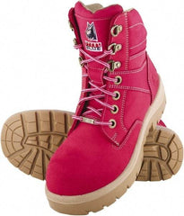 Steel Blue - Women's Wide Width Steel Work Boot - Pink, Leather Upper, Nitrile Rubber Outsole, 6" High, Lace-Up - Eagle Tool & Supply