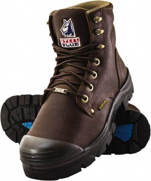 Steel Blue - Men's Size 9 Wide Width Steel Work Boot - Oak, Leather Upper, TPU Outsole, 6" High, Lace-Up - Eagle Tool & Supply