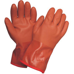 Large Gloves-Powercoat 12″ Double Dipped PVC With Thermal Fleece Lining And Rough Grip Orange - Eagle Tool & Supply
