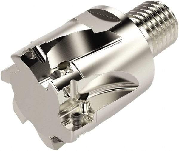 Seco - 1-1/2" Cut Diam, 66.33mm OAL, Indexable Square Shoulder Helical End Mill - XO.. 10T3 Inserts, M20 Modular Connection, 90° Lead Angle, Series Turbo - Eagle Tool & Supply