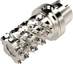 Seco - 80mm Cut Diam, 200mm OAL, Indexable Square Shoulder Helical End Mill - LO.. 12 Inserts, HSK100A Taper Shank, 90° Lead Angle, Through Coolant, Series Square T4-08 - Eagle Tool & Supply