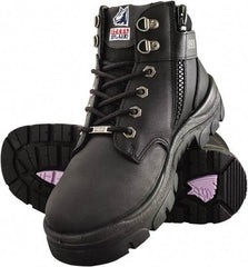 Steel Blue - Women's Wide Width Steel Industrial Hiker - Black, Leather Upper, TPU Outsole, 5" High, Side Zip, Lace-Up - Eagle Tool & Supply