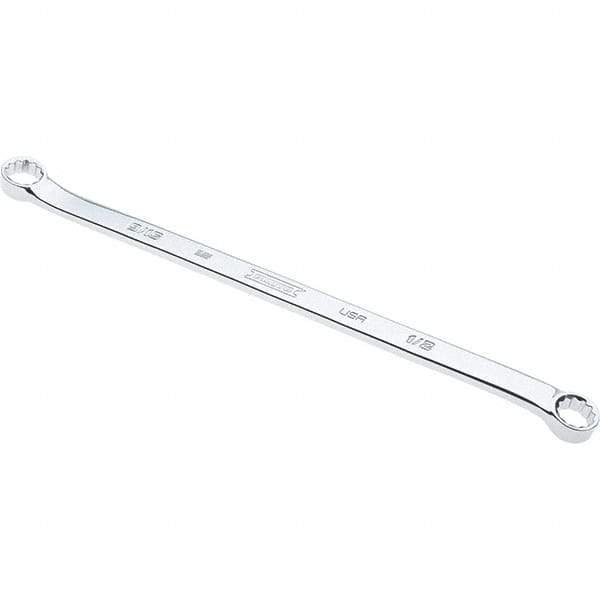 Proto - 1/2" x 9/16" 12 Point Box Wrench - Double End, 53/64" Head Diam x 3/8" Head Thickness, 11-35/64" OAL, Steel, Polished Finish, 15° Offset - Eagle Tool & Supply