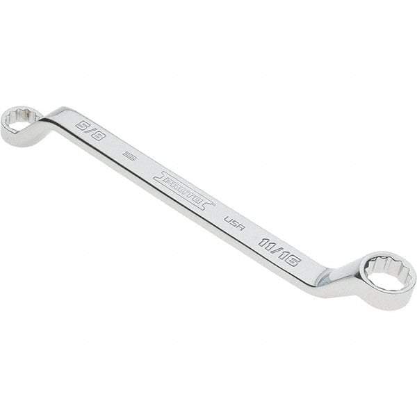 Proto - 5/8 x 11/16" 12 Point Box Wrench - Double End, 29/32" Head Diam x 1" Head Thickness, 9-3/4" OAL, Steel, Polished Finish, 15° Offset - Eagle Tool & Supply