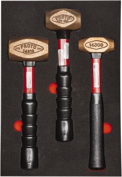 Proto - 3 Piece, 2-5/8, 1-1/2, 1 Lb Head Weight, Dead Blow Hammer Set - 12" OAL, Fiberglass Handles - Eagle Tool & Supply