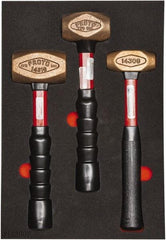 Proto - 3 Piece, 2-5/8, 1-1/2, 1 Lb Head Weight, Dead Blow Hammer Set - 12" OAL, Fiberglass Handles - Eagle Tool & Supply