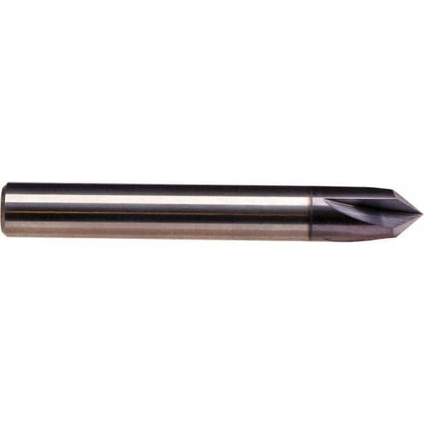 Emuge - 1/4" Diam 4 Flute Single End Solid Carbide Chamfer Mill - Eagle Tool & Supply