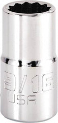 Proto - 9/16", 1/2" Drive, Standard Hand Socket - 12 Points, 1-5/8" OAL, Steel, Chrome Finish - Eagle Tool & Supply