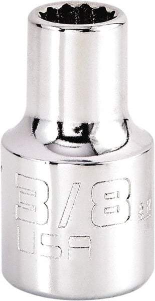 Proto - 3/8", 1/2" Drive, Standard Hand Socket - 12 Points, 1-17/32" OAL, Steel, Chrome Finish - Eagle Tool & Supply