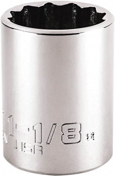 Proto - 1-1/8", 1/2" Drive, Standard Hand Socket - 12 Points, 1-63/64" OAL, Steel, Chrome Finish - Eagle Tool & Supply