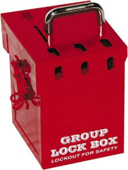 NMC - 10" Deep x 4-1/2" Wide x 6" High, Portable Group Lockout Box - Red, 7 Padlocks - Eagle Tool & Supply