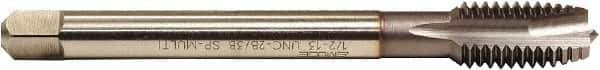 Emuge - 5/8-11 UNC, 3 Flute, TiCN Finish, HSS-E Spiral Point Tap - Plug Chamfer, Right Hand Thread, 4.331" OAL, 1-1/16" Thread Length, 0.48" Shank Diam, 2B/3B Class of Fit - Exact Industrial Supply