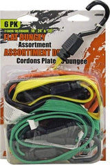 Erickson Manufacturing - Bungee Cord with Plastic Hook - 18, 24, 30" OAL, Black/Green/Red - Eagle Tool & Supply