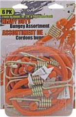 Erickson Manufacturing - Bungee Cord with Steel Hook - 18, 24, 30" OAL, Orange - Eagle Tool & Supply