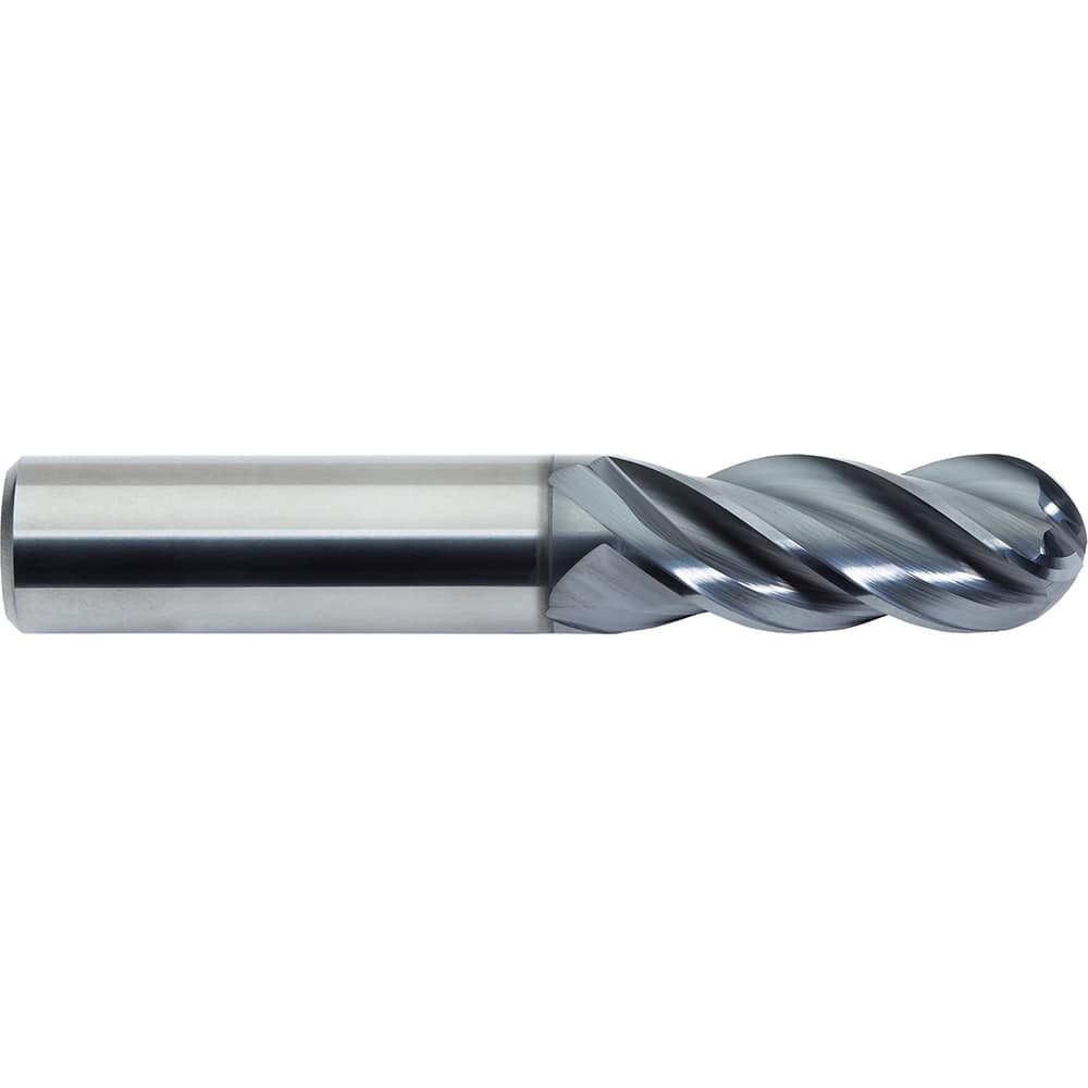 M.A. Ford - Ball End Mills; Mill Diameter (mm): 16.00 ; Mill Diameter (Decimal Inch): 0.6299 ; Number of Flutes: 4 ; Length of Cut (mm): 32.0000 ; Length of Cut (Decimal Inch): 1.2600 ; Material: Solid Carbide - Exact Industrial Supply