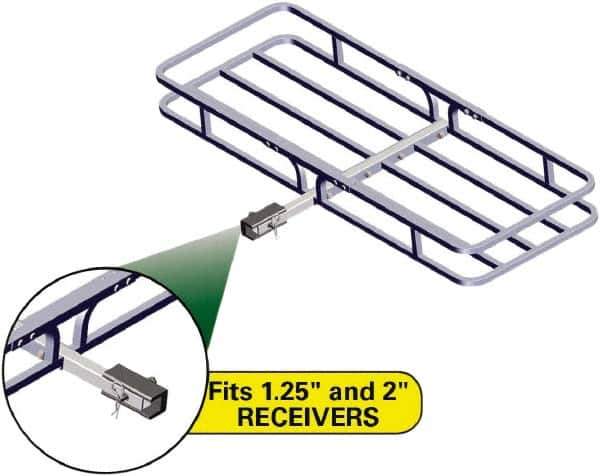 Erickson Manufacturing - Aluminum Cargo Carrier - 19-1/2" Wide x 53-1/2" Long, Silver, For Use with 1.25" Receivers & 2" Receivers - Eagle Tool & Supply