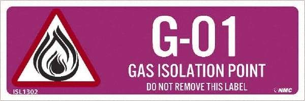 NMC - Energy Isolation Label - Legend: G - 01 THRU G - 10 DO NOT REMOVE THIS TAG GAS ISOLATION POINT, English, Purple, 3" Long x 1" High, Sign Muscle Finish - Eagle Tool & Supply