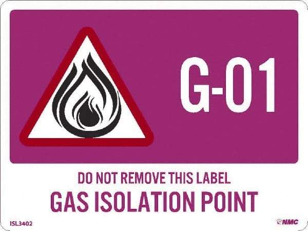 NMC - Energy Isolation Label - Legend: G - 01 THRU G - 10 DO NOT REMOVE THIS TAG GAS ISOLATION POINT, English, Purple, 4" Long x 3" High, Sign Muscle Finish - Eagle Tool & Supply