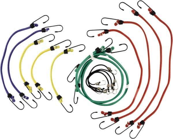 Erickson Manufacturing - Bungee Cord with S Hook - 10, 13, 18, 24, 30" OAL, Red/Blue/Green/Yellow - Eagle Tool & Supply