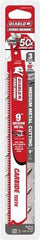 Freud - 9" Long x 1" Thick, Carbide Reciprocating Saw Blade - Straight Profile, 10 TPI, Toothed Edge, Tang Shank - Eagle Tool & Supply