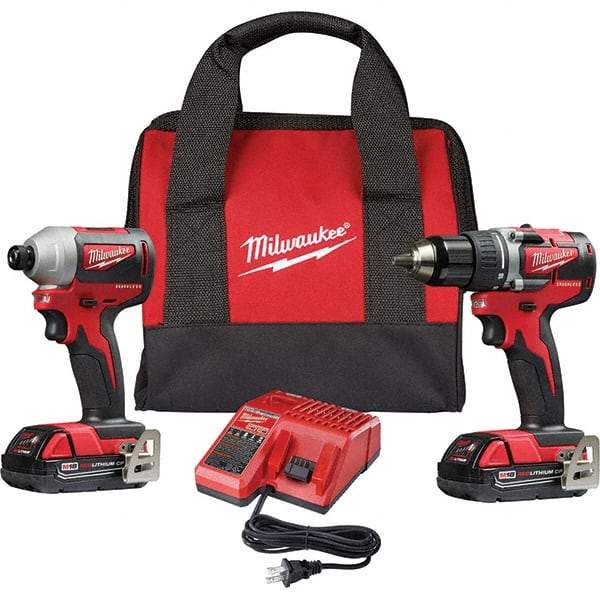 Milwaukee Tool - 18 Volt Cordless Tool Combination Kit - Includes Brushless Compact Drill/Driver & Brushless 1/4" Impact Driver, Lithium-Ion Battery Included - Eagle Tool & Supply